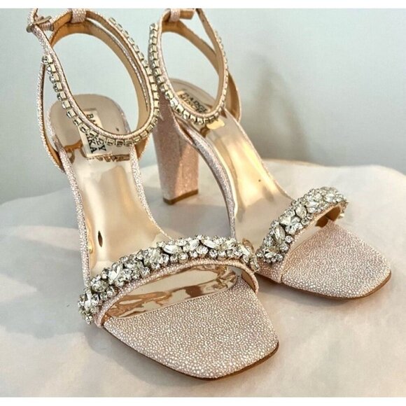 Badgley Mischka Tasmine Tall Evening Sandals Blush Pink Women's size 10 - Picture 2 of 8